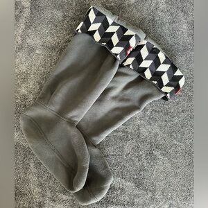 Hunter Boots Fleece Liners - Large (Women’s 8-10) - Gray Black White Cuff
